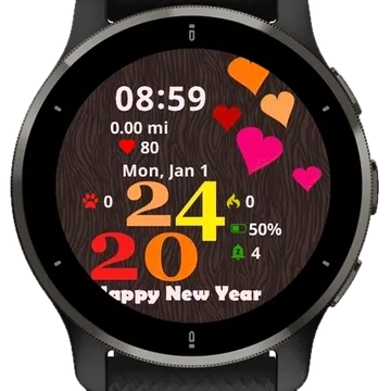 2024 New Year Garmin watch face preview