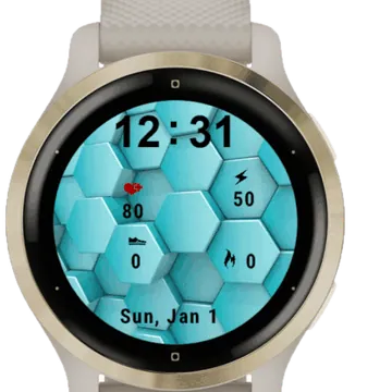 3D Hexagon Garmin watch face preview