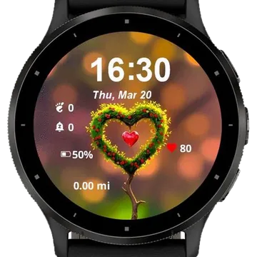 A Heart in Bloom Garmin watch face preview