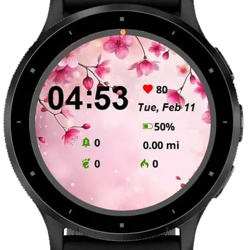 A Sakura Floral Garmin watch face preview