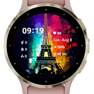 Abstract Eiffel Tower Garmin watch face preview
