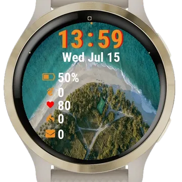 Aerial View Beach House Garmin watch face preview