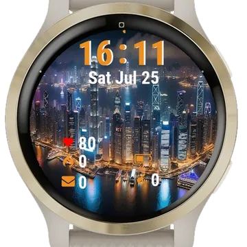Aerial View City Night Lights Garmin watch face preview