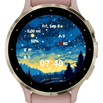 Aesthetic Night Sky Garmin watch face preview