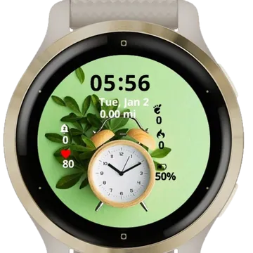 Alarm Clock With Leaves Garmin watch face preview