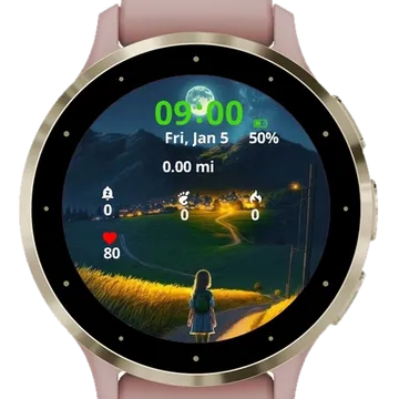 Alone looking at the moon Garmin watch face preview