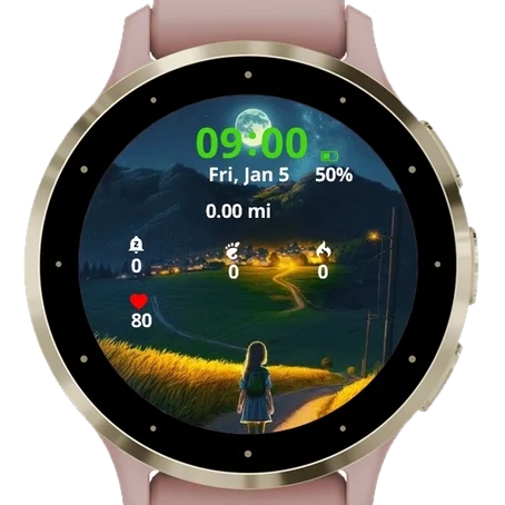 Alone looking at the moon Garmin watch face preview