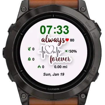 Always Forever with Heart Valentine Garmin watch face preview