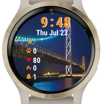 Amazing Bridge Lit Up Night Garmin watch face preview