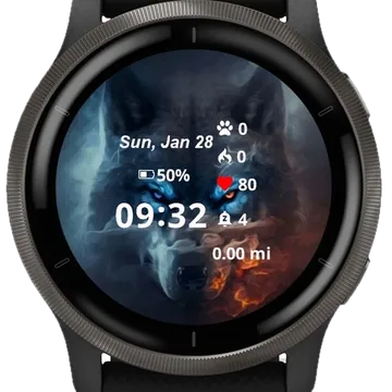 Amazing Wolf Garmin watch face preview