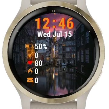 Amsterdam Canal Night Garmin watch face preview