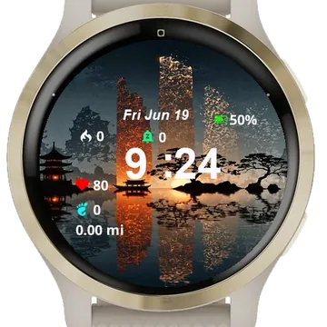 Asian Landscape Garmin watch face preview