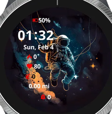 Astronaut explores space Garmin watch face preview