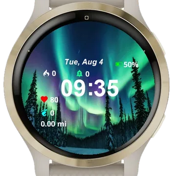 Aurora Bore Lights Garmin watch face preview