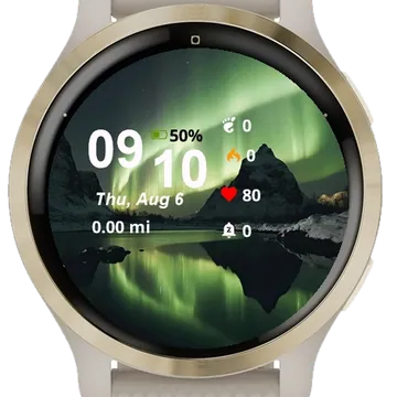 Aurora Bore Sky Above Mountains Garmin watch face preview