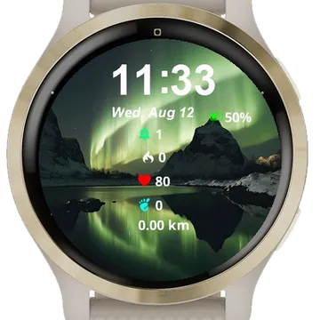 Aurora Bore Sky Above Mountains Garmin watch face preview
