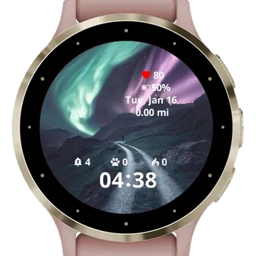 Aurora Borealis Mountain Garmin watch face preview