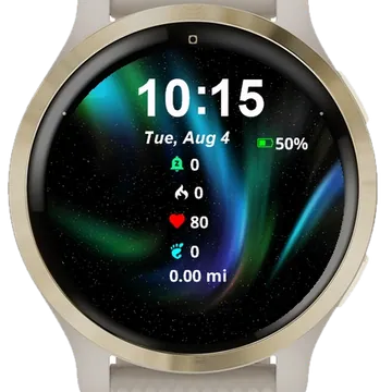 Aurora Lights Shine Brightly Night Garmin watch face preview