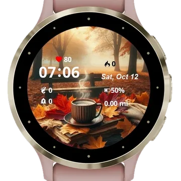 Autumn coffee aesthetic Garmin watch face preview