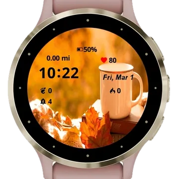 Autumn coffee Garmin watch face preview