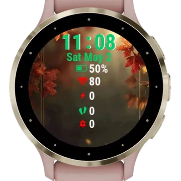 Autumn Leaves Background Garmin watch face preview
