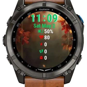 Autumn Leaves Background Garmin watch face preview