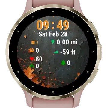 Autumn Leaves Black Garmin watch face preview