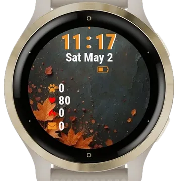 Autumn Leaves Black Garmin watch face preview