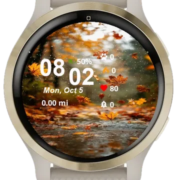 Autumn Leaves Falling From Trees Garmin watch face preview