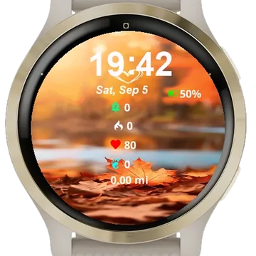 Autumn Leaves Heart Garmin watch face preview