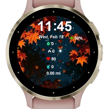 Autumn Leaves Night Sky Garmin watch face preview