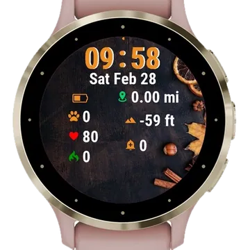 Autumn Leaves Oranges Garmin watch face preview