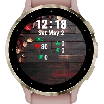 Autumn Leaves Wooden Garmin watch face preview