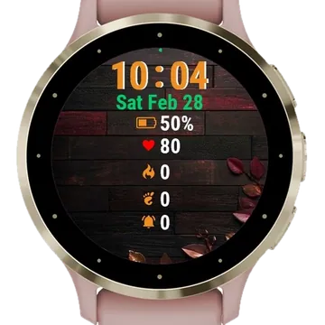 Autumn Leaves Wooden Garmin watch face preview