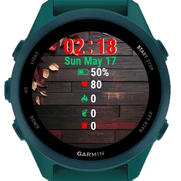 Autumn Leaves Wooden Garmin watch face preview