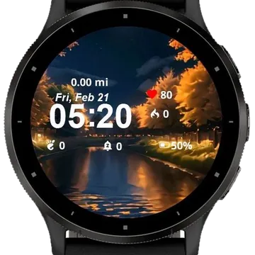 Autumn Night by the River Garmin watch face preview