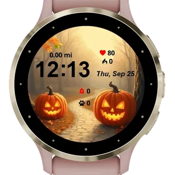 Autumn Pumpkins Garmin watch face preview