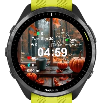 Autumn Pumpkins Garmin watch face preview