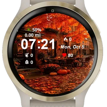 Autumn Scene Cobblestone Garmin watch face preview