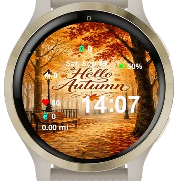 Autumn Scene Words Garmin watch face preview