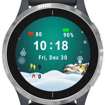 Bacground Green Christmas Garmin watch face preview