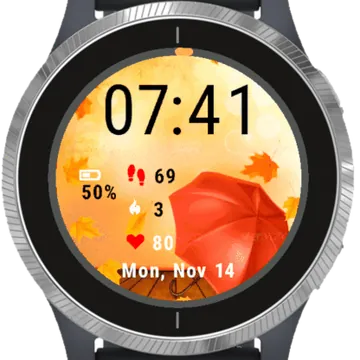 Background With Leaves Garmin watch face preview