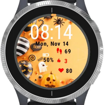 Balloons Pumpkins Garmin watch face preview