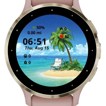 Beach and Blue Sea Garmin watch face preview