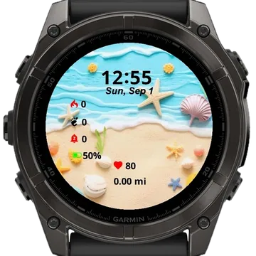 Beach Background Garmin watch face preview