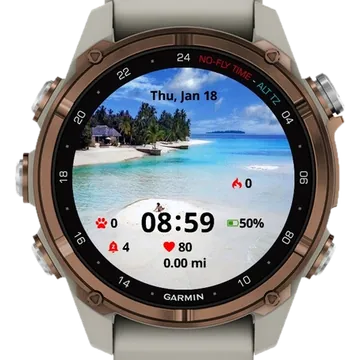 Beach day Garmin watch face preview