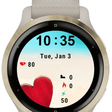 Beach Heart Garmin watch face preview