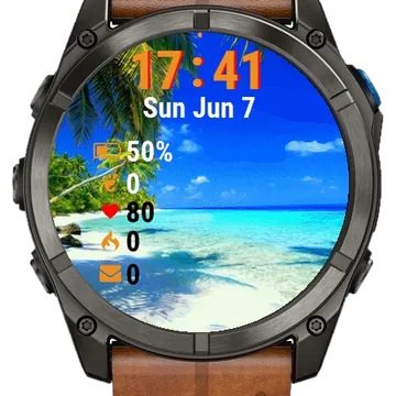Beach Palm Trees White Sand Garmin watch face preview