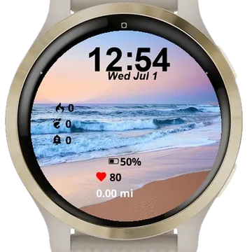Beach Sunset Waves Crashing Garmin watch face preview