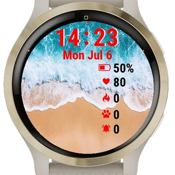 Beach Waves Crashing Sand Garmin watch face preview